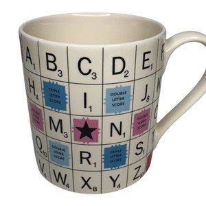 HASBRO Scrabble Tiles Ceramic Game Board Coffee Mug Word Nerd RARE